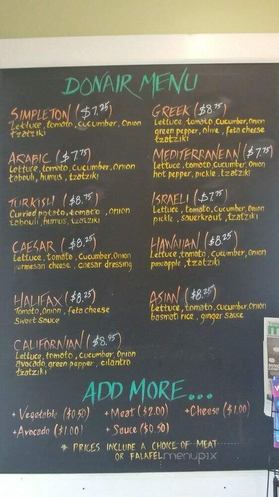 Donair Hut - Langley, BC menu_pic