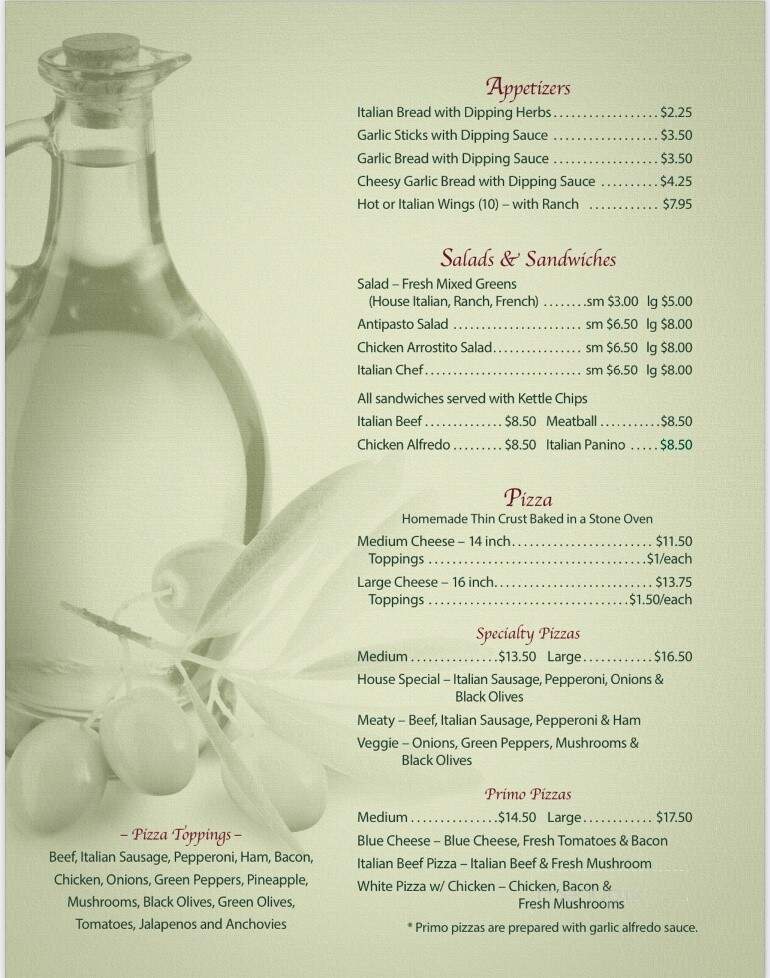 Bella Trattoria - Williamsville, IL menu_pic