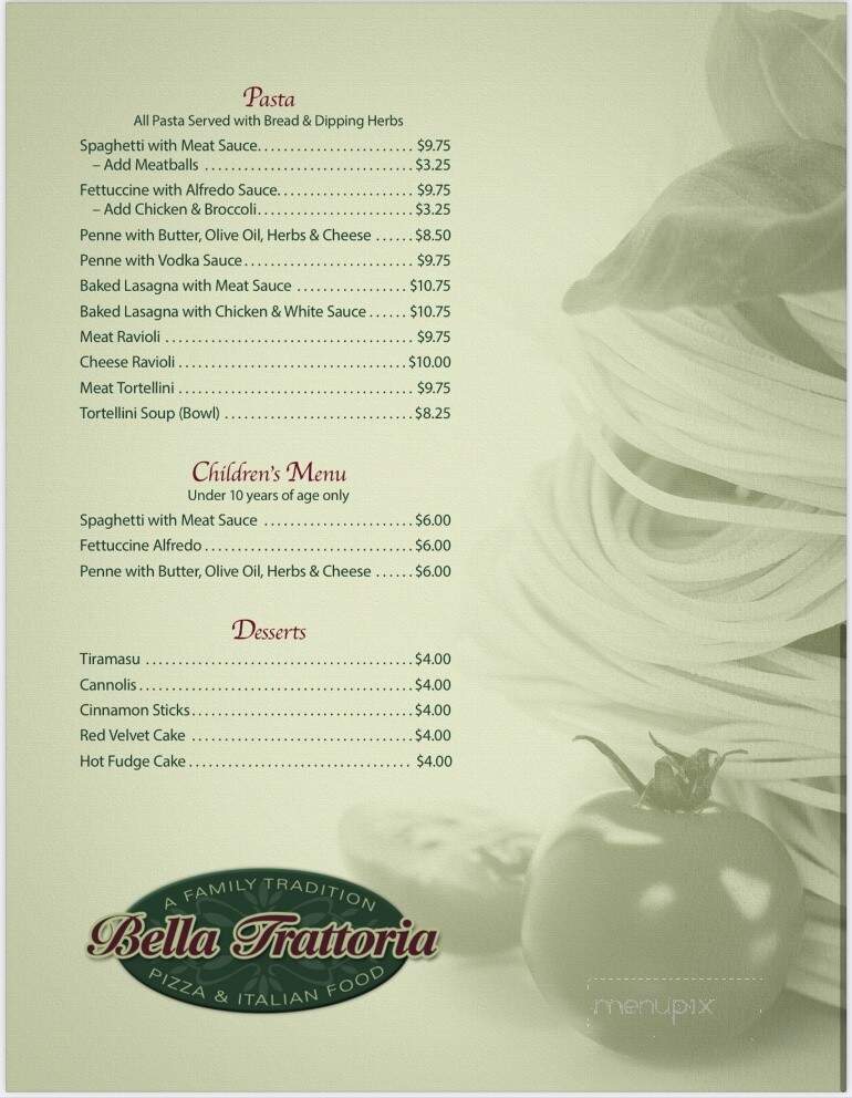 Bella Trattoria - Williamsville, IL menu_pic