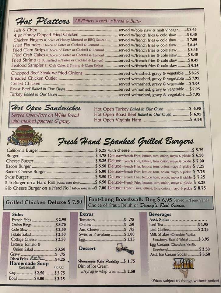 Danny's Place - Ocean, NJ menu_pic