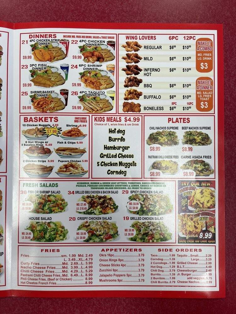 Sno-White Drive In - Tulare, CA menu_pic