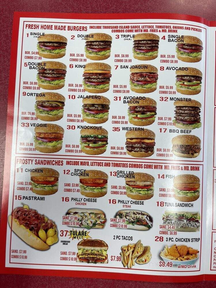 Sno-White Drive In - Tulare, CA menu_pic