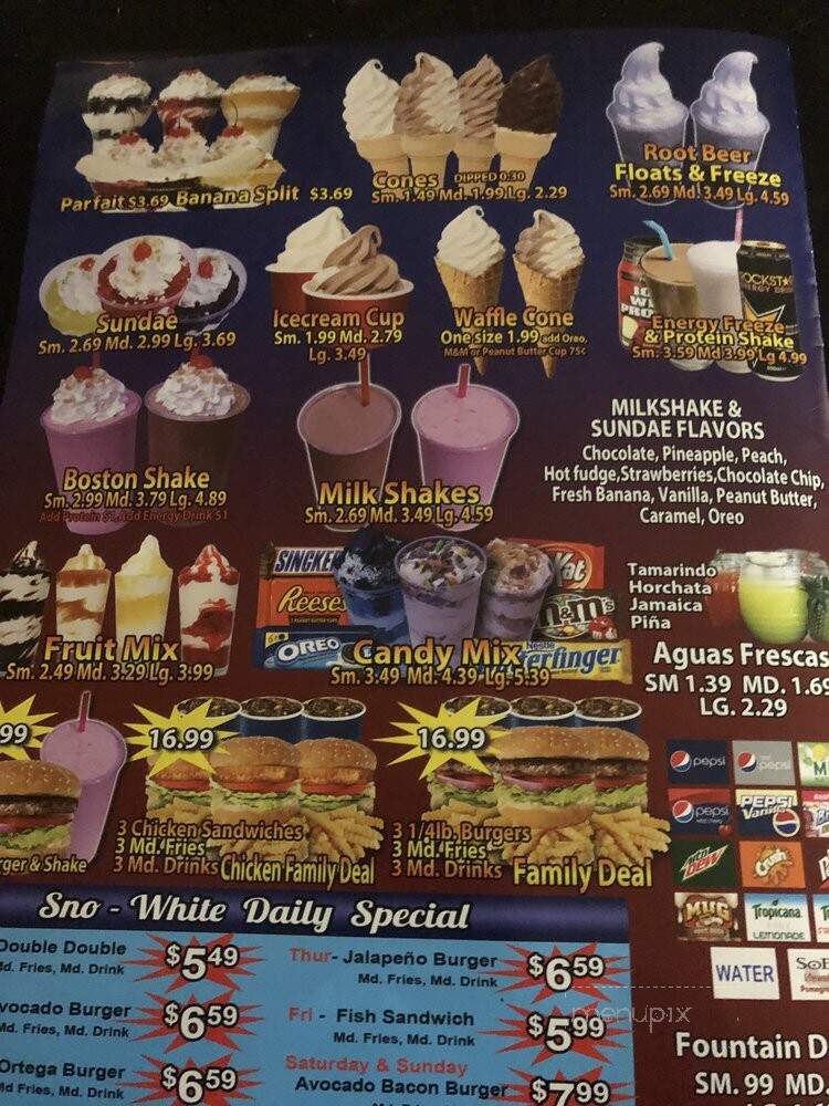 Sno-White Drive In - Tulare, CA menu_pic