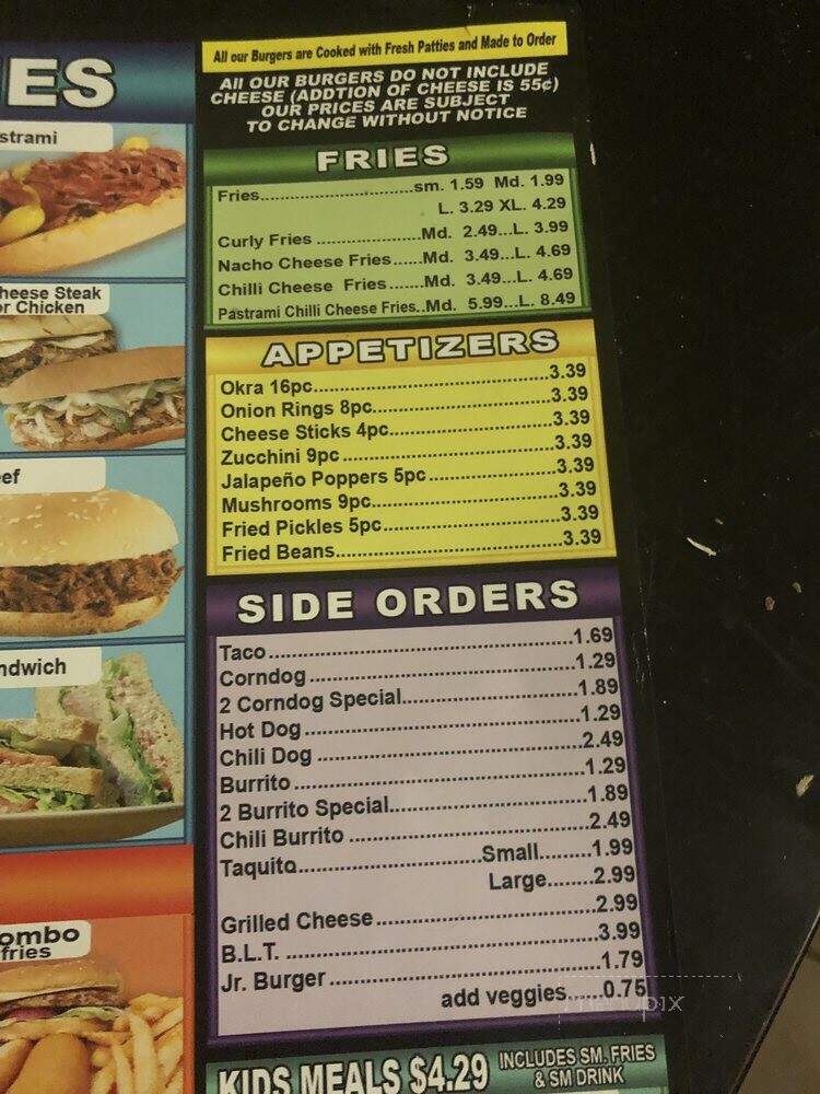 Sno-White Drive In - Tulare, CA menu_pic