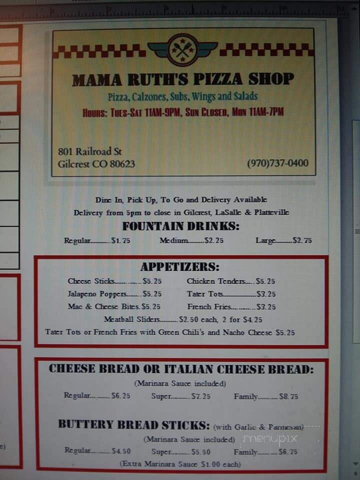 Mama Ruth's Pizza Shop - Gilcrest, CO