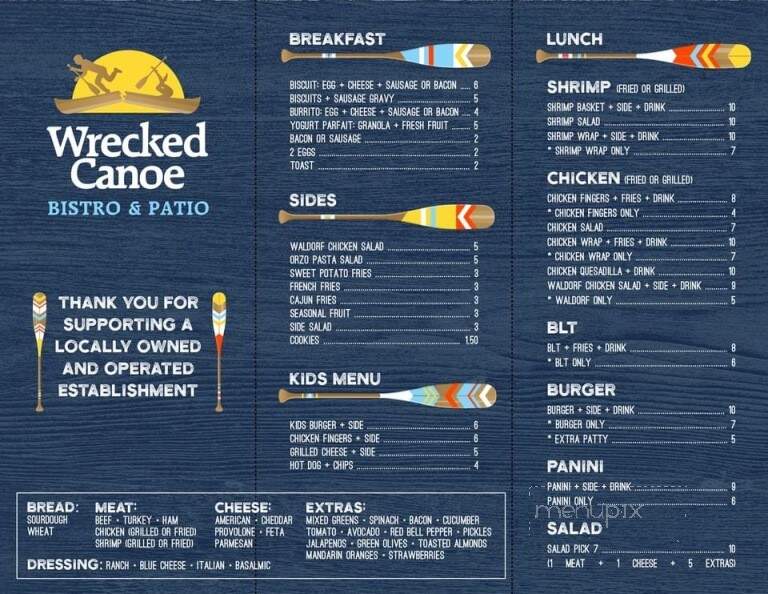 Wrecked Canoe - Clarksville, AR menu_pic