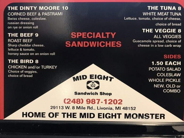 Mid Eight Sandwich Shop - Livonia, MI menu_pic