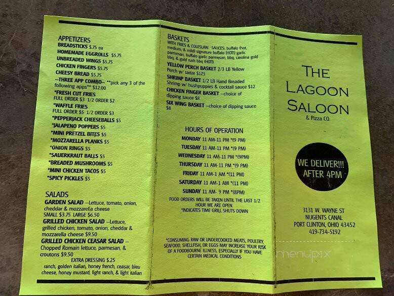 Lagoon Saloon - Port Clinton, OH menu_pic