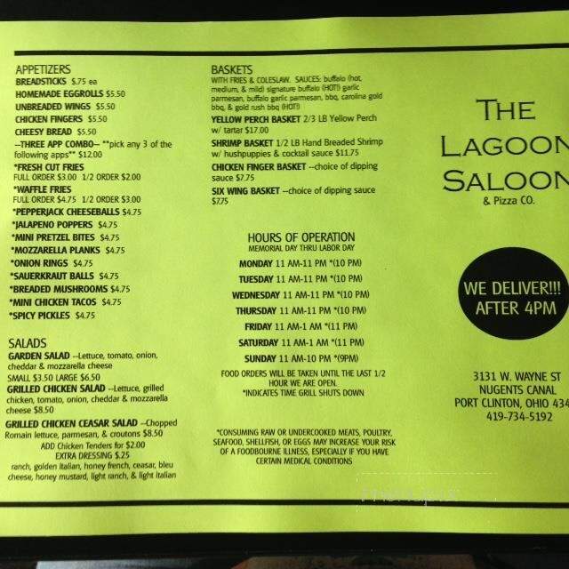 Lagoon Saloon - Port Clinton, OH menu_pic