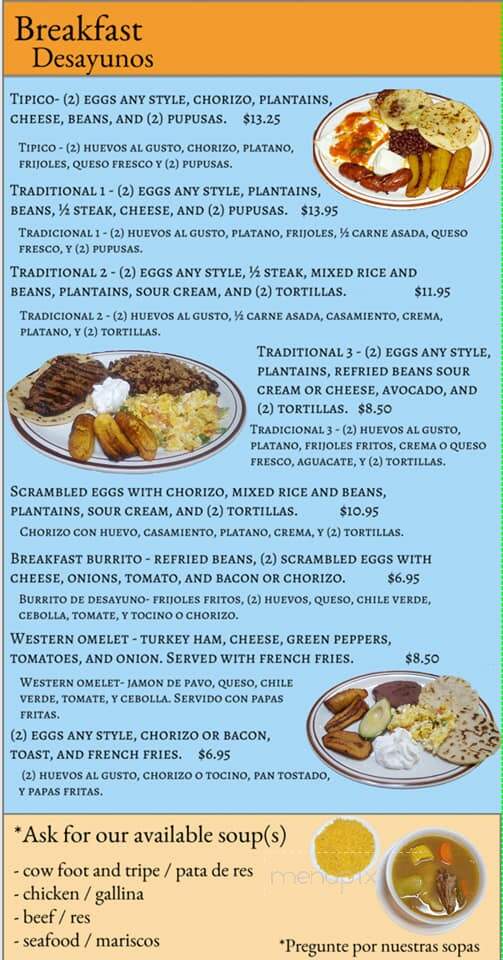 Francisco's Salvadoreno - Bethlehem, PA menu_pic