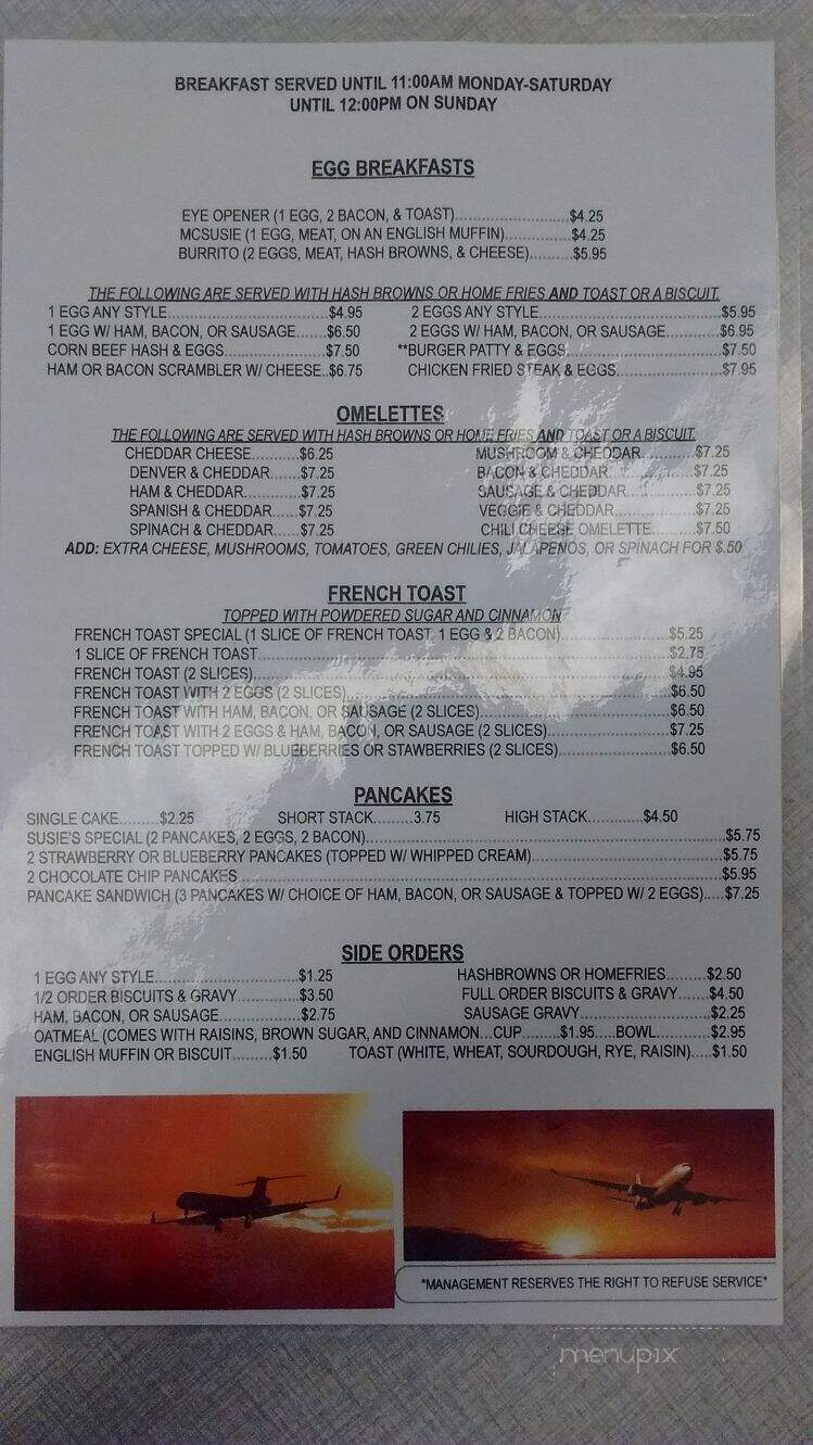 Susie's Skyway Restaurant - Prescott, AZ menu_pic