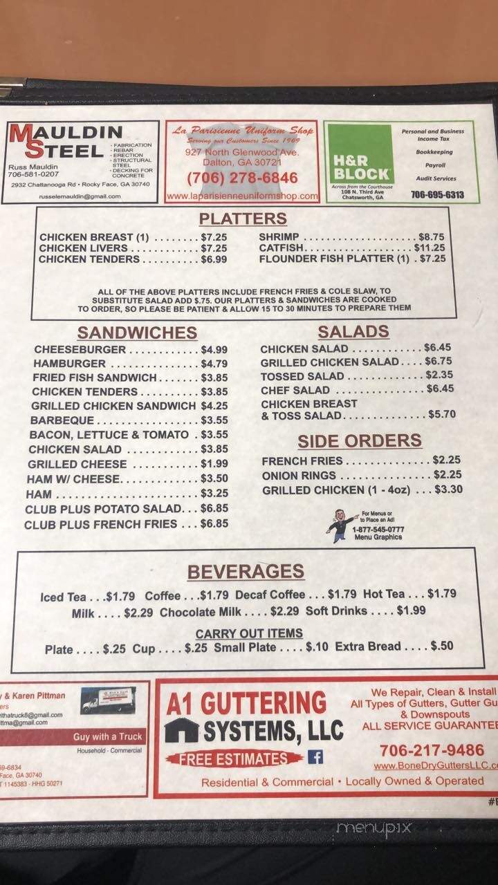 Edna's Restaurant - Chatsworth, GA menu_pic