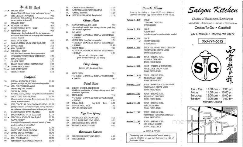 Saigon Kitchen - Monroe, WA menu_pic