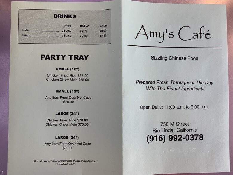 Amy's Cafe - Rio Linda, CA menu_pic