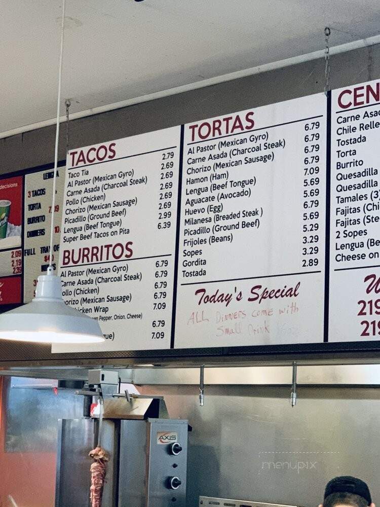 Taco Tia - Merrillville, IN menu_pic