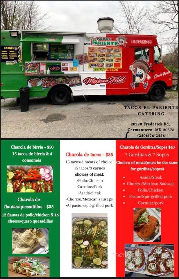 Tacos El Pariente - Germantown, MD menu_pic