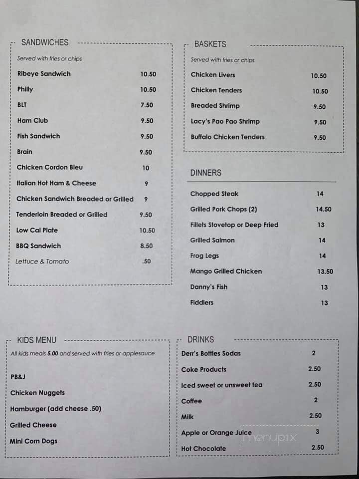 Yesterdaze - Boonville, IN menu_pic