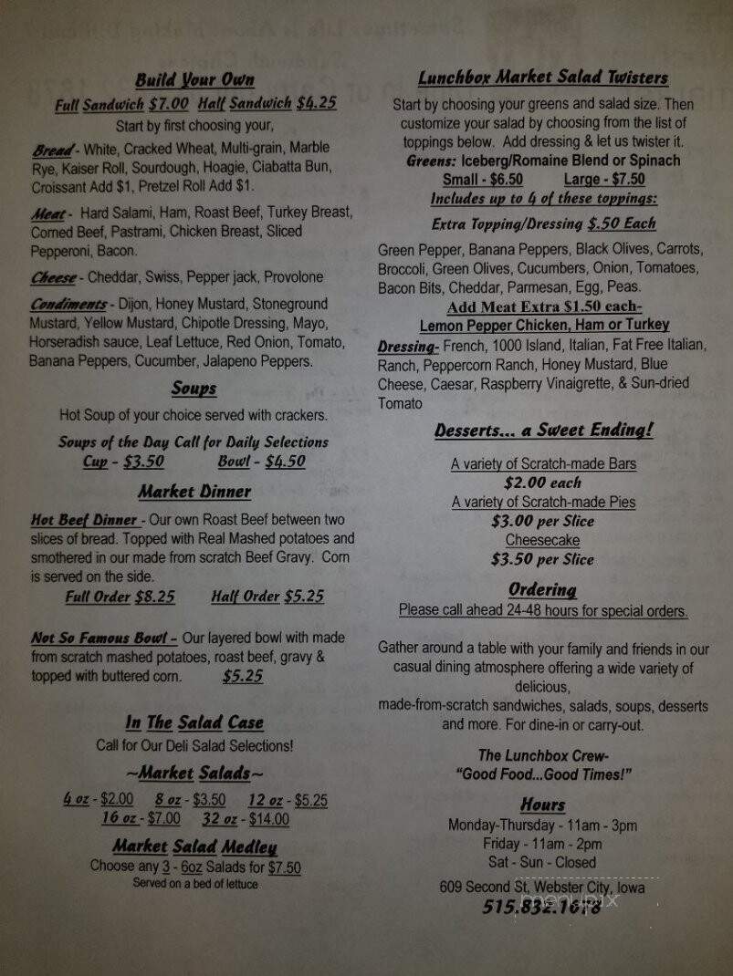 Lunch Box - Webster City, IA menu_pic