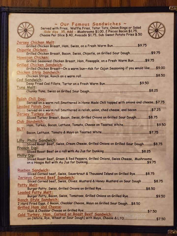 Jersey Lilly - Roseburg, OR menu_pic