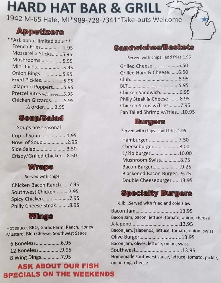 Pickles Hard Hat Bar - Hale, MI menu_pic