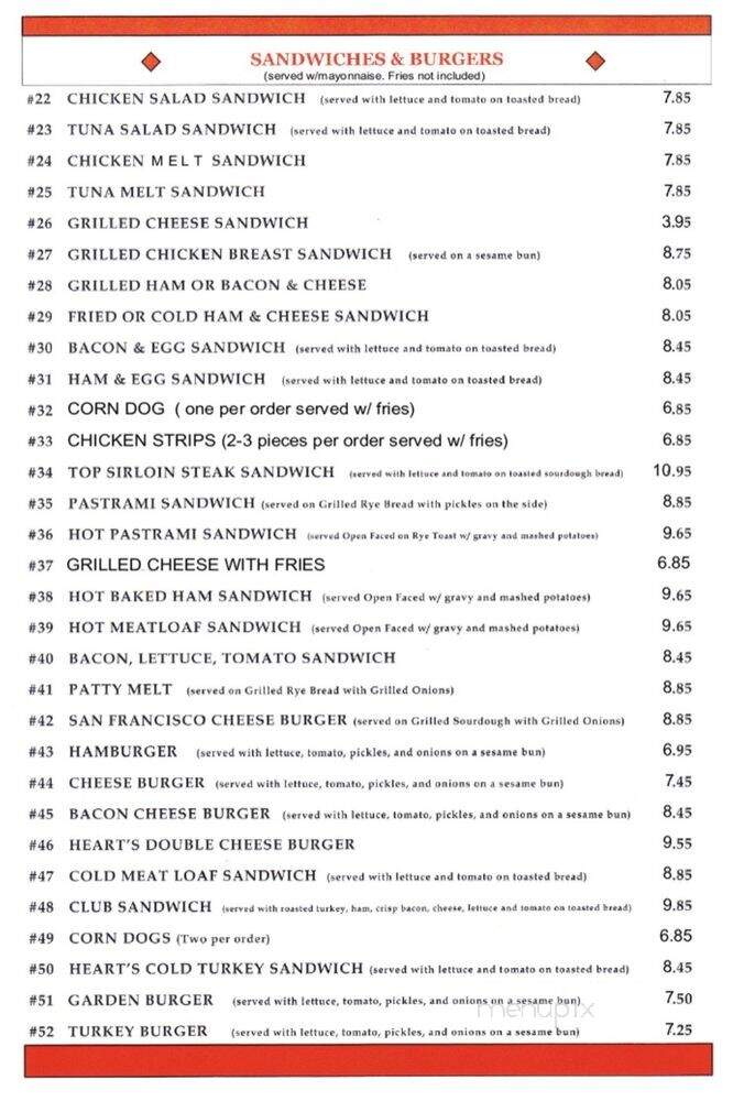 Heart's Coffee Shop - Van Nuys, CA menu_pic