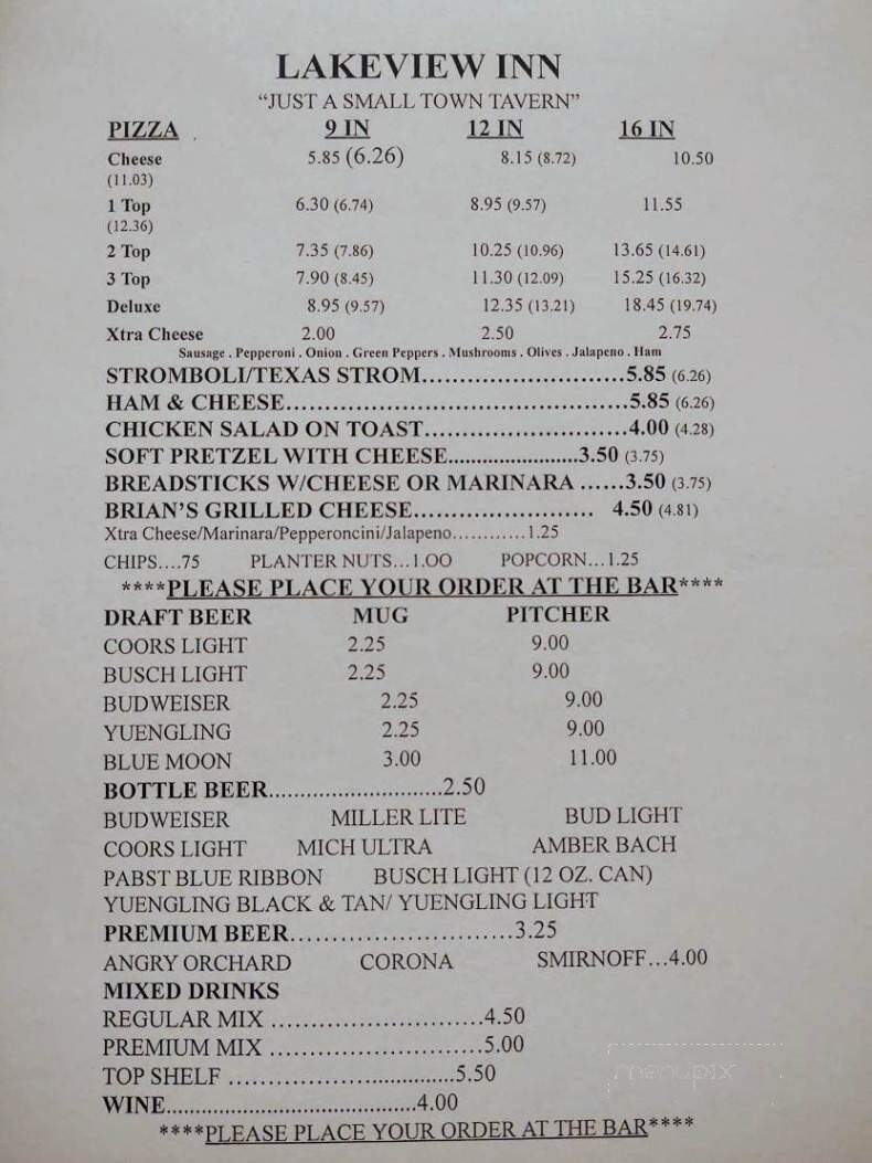Lakeview Inn - Chandler, IN menu_pic