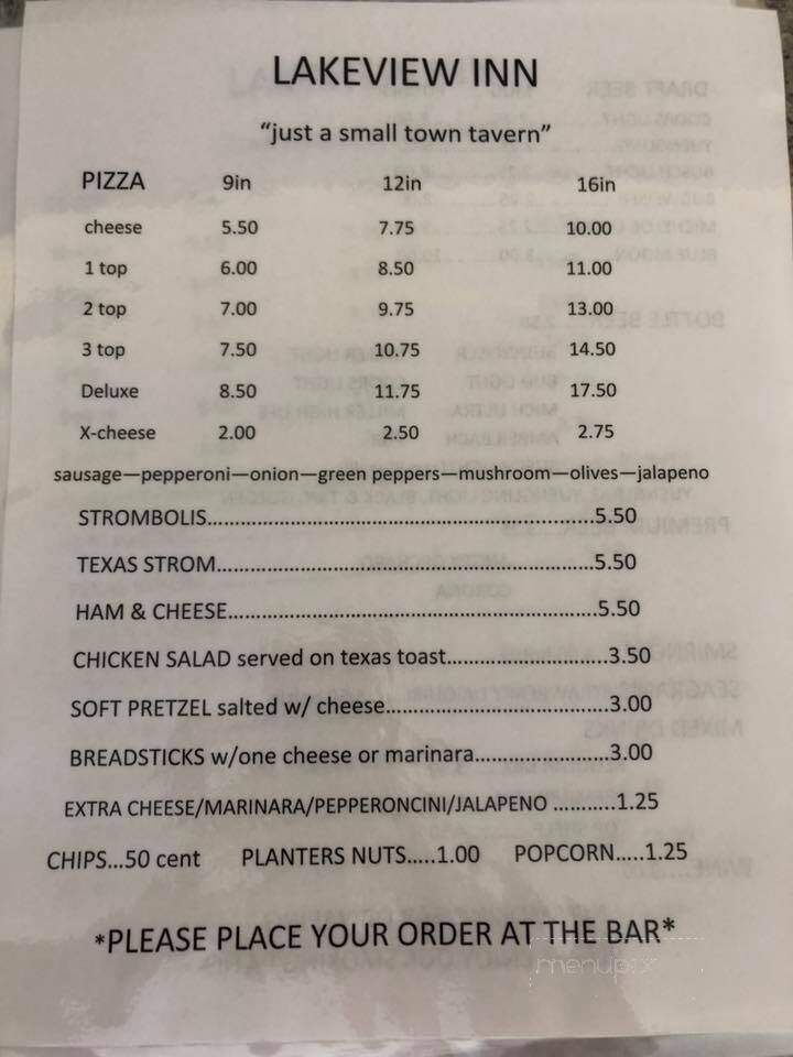 Lakeview Inn - Chandler, IN menu_pic