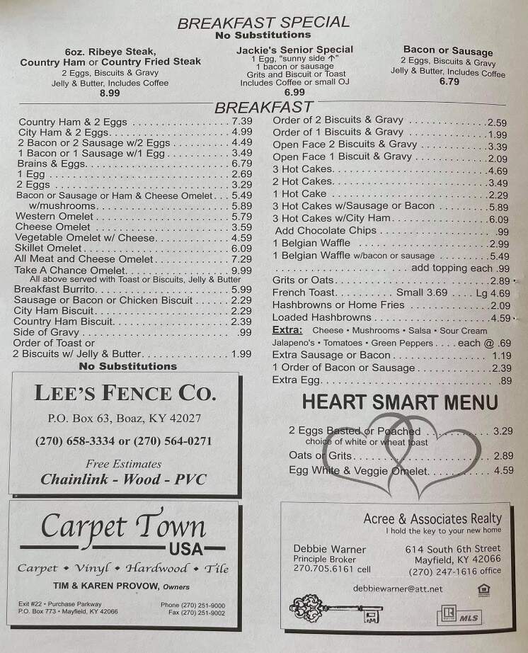 Wilma's Kountry Kitchen - Mayfield, KY menu_pic