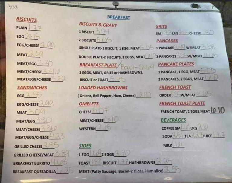 Ginna's - Bude, MS menu_pic