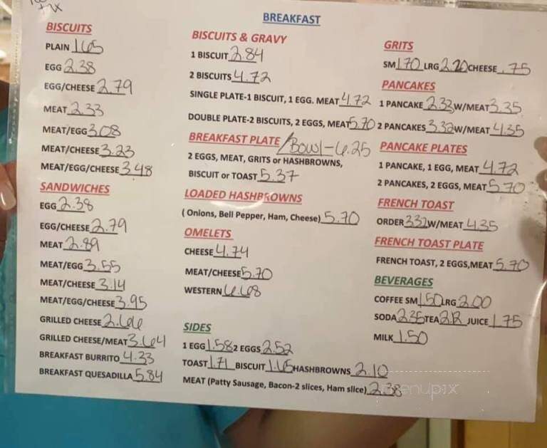 Ginna's - Bude, MS menu_pic