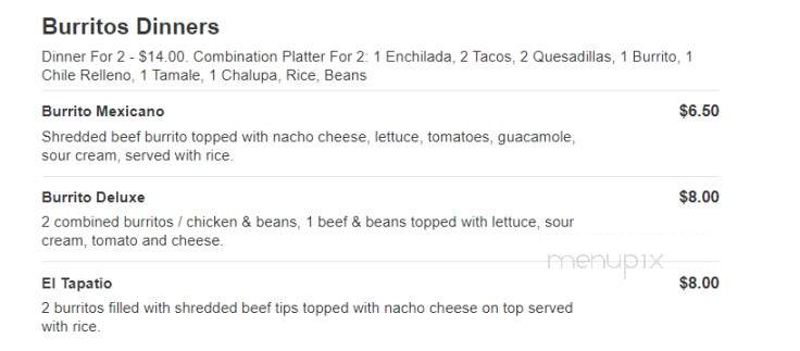 El Paso Mexican Restaurant - Morganton, NC menu_pic