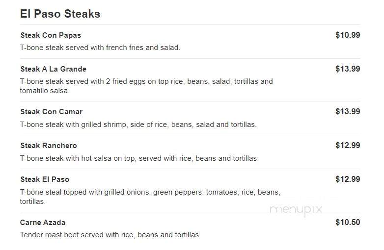 El Paso Mexican Restaurant - Morganton, NC menu_pic