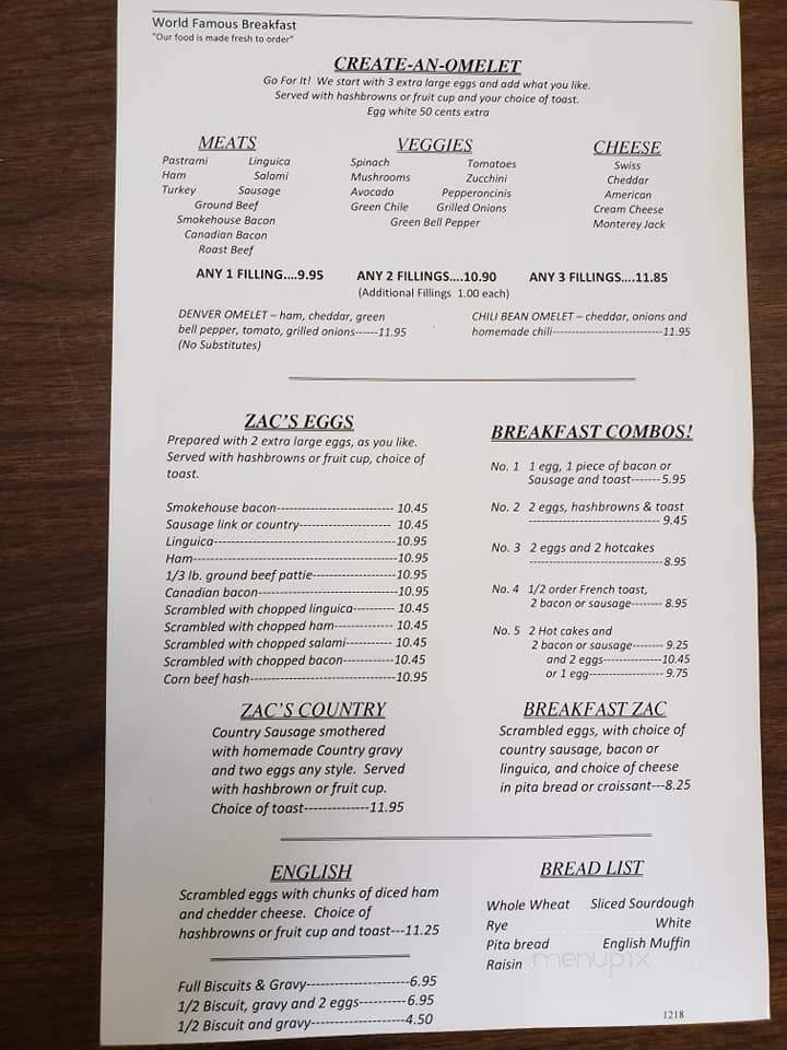 Zac's Cafe - Dublin, CA menu_pic