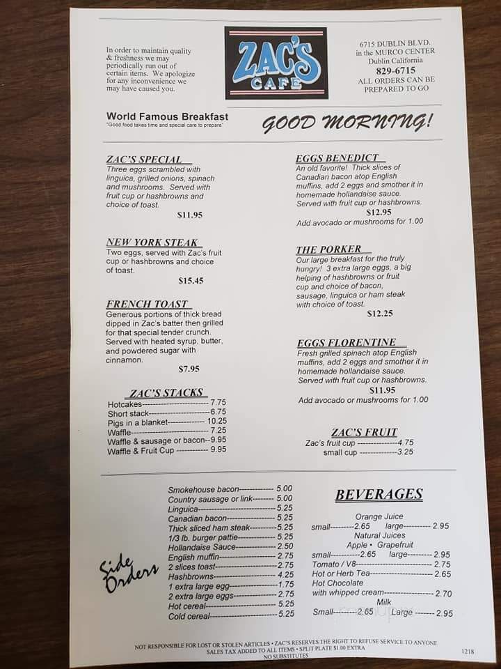 Zac's Cafe - Dublin, CA