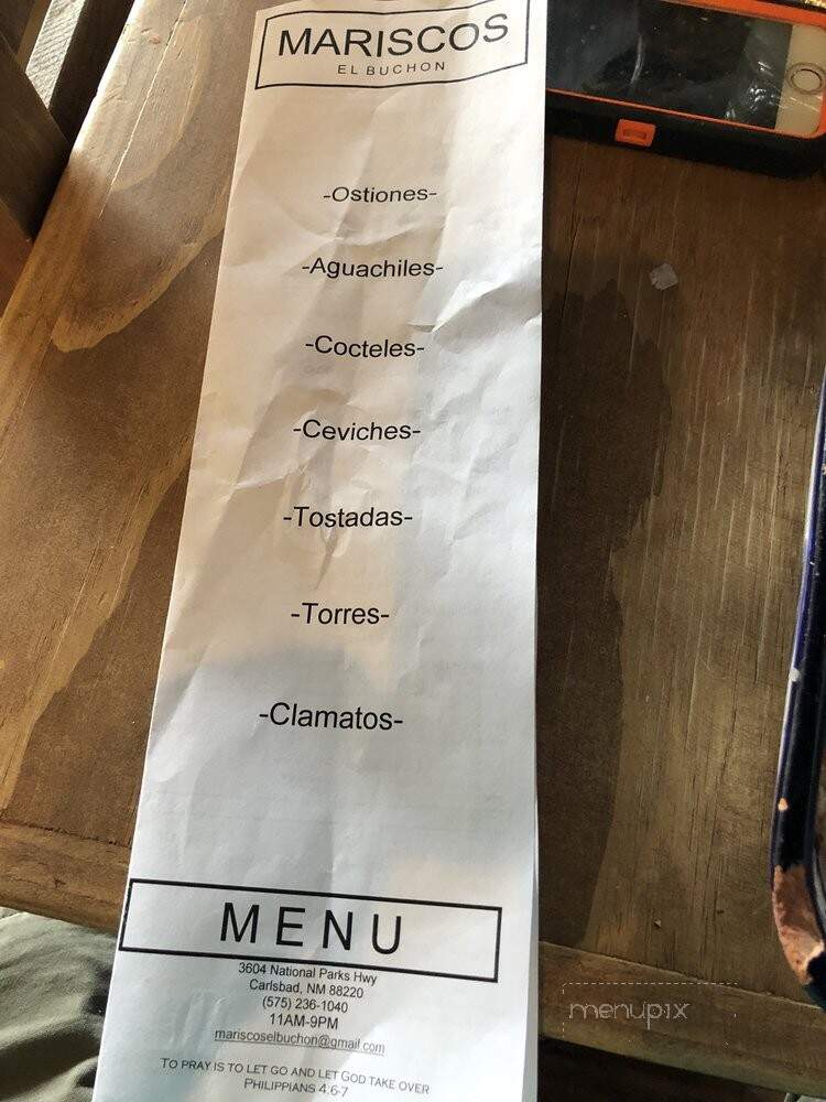 Mariscos El Buchon - Carlsbad, NM menu_pic