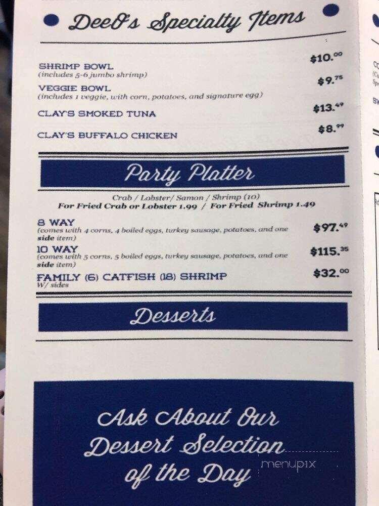 DeeO's seafood - Cordova, TN menu_pic