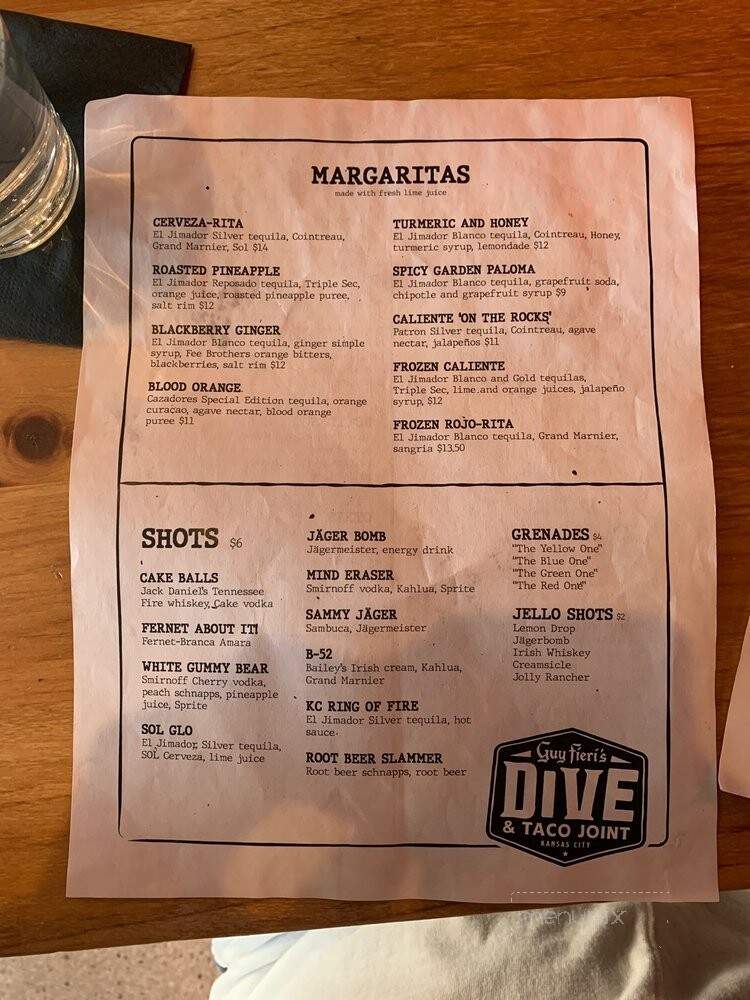 Guy Fieri's Dive & Taco Joint - Kansas City, MO menu_pic
