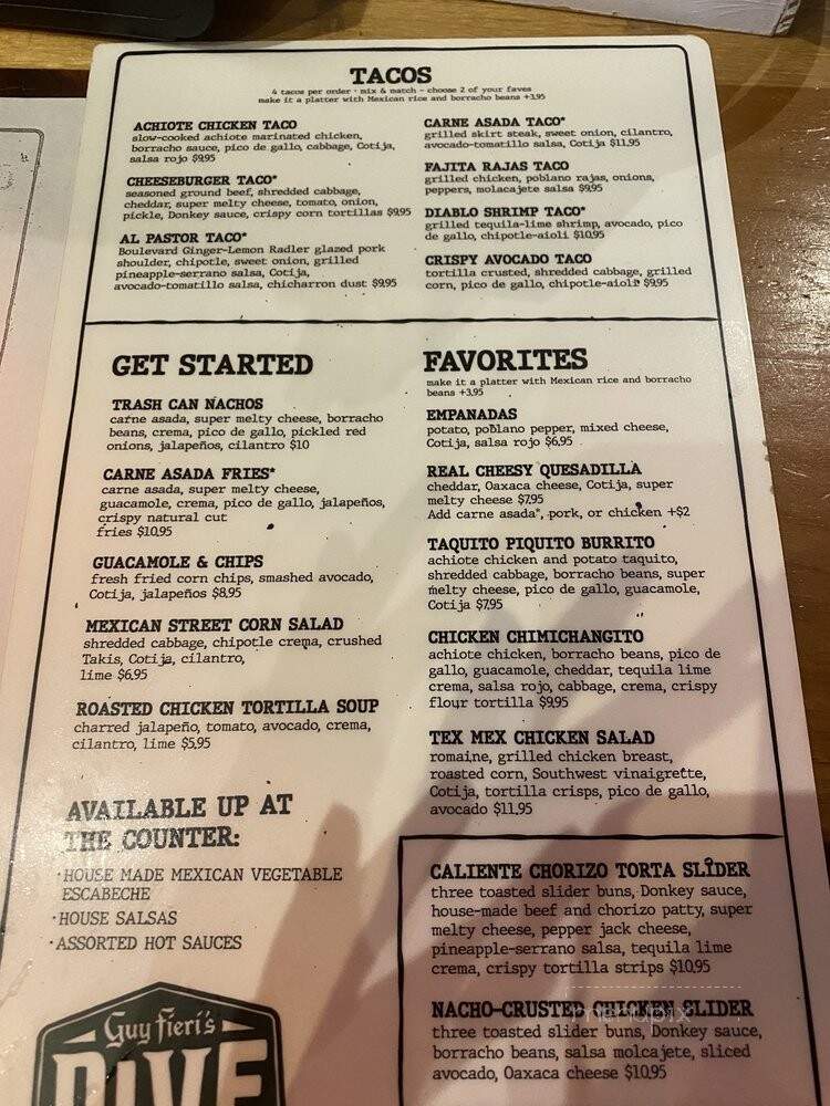 Guy Fieri's Dive & Taco Joint - Kansas City, MO menu_pic