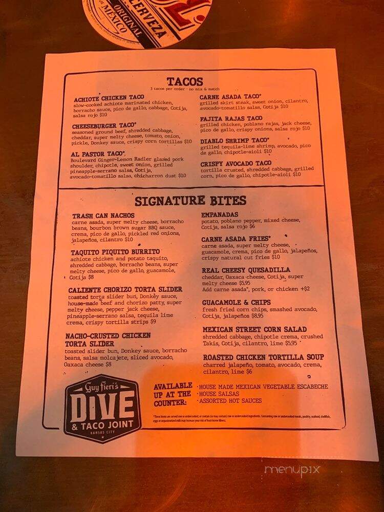 Guy Fieri's Dive & Taco Joint - Kansas City, MO menu_pic