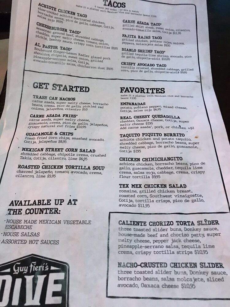 Guy Fieri's Dive & Taco Joint - Kansas City, MO menu_pic