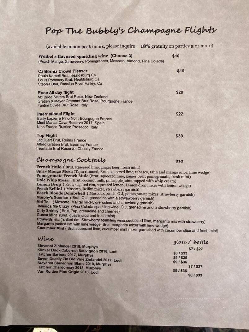 Pop the Bubbly - Murphys, CA menu_pic