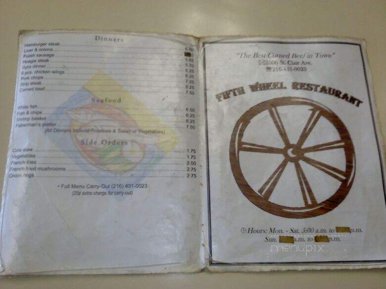 Fifth Wheel Restaurant - Cleveland, OH menu_pic
