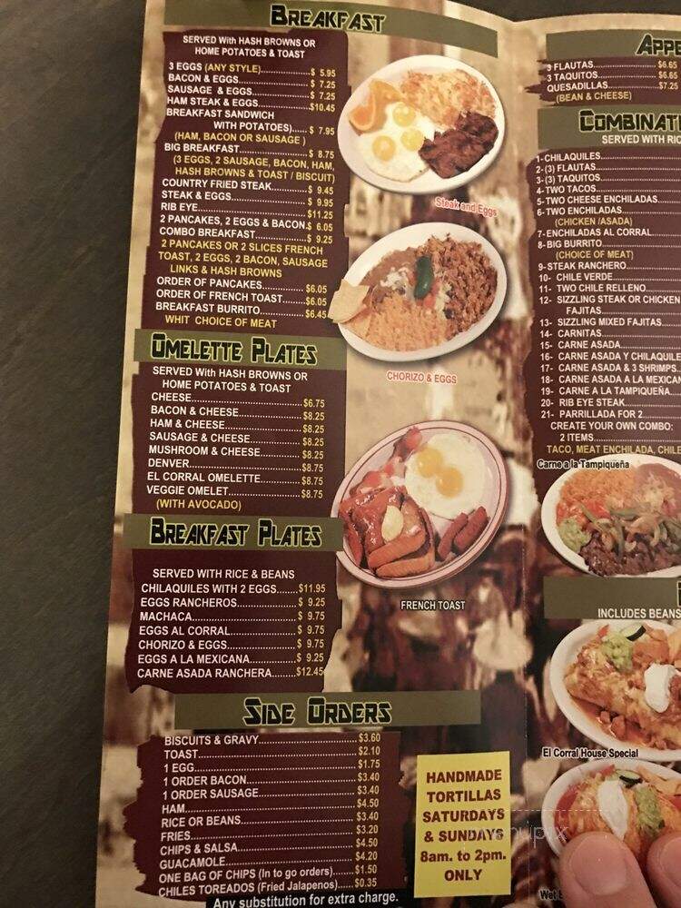 El Corral Mexican Grill - Riverside, CA menu_pic
