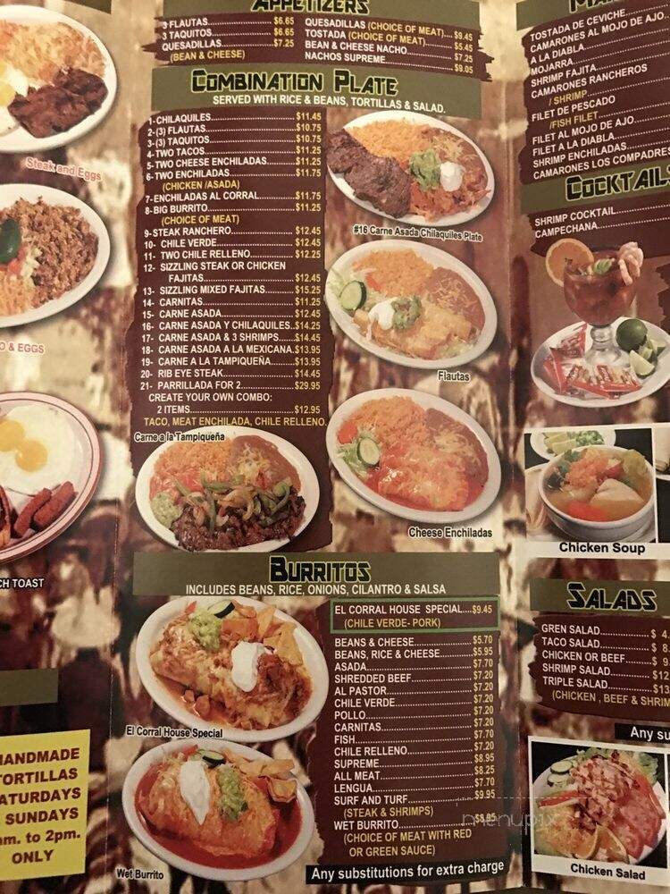 El Corral Mexican Grill - Riverside, CA menu_pic