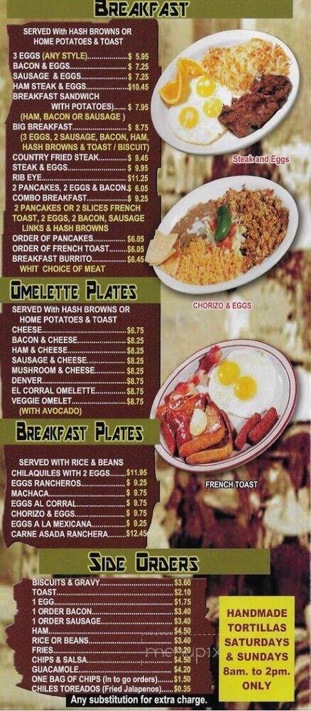 El Corral Mexican Grill - Riverside, CA menu_pic