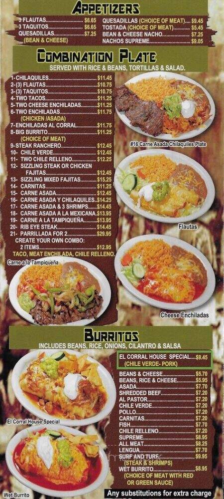 El Corral Mexican Grill - Riverside, CA menu_pic