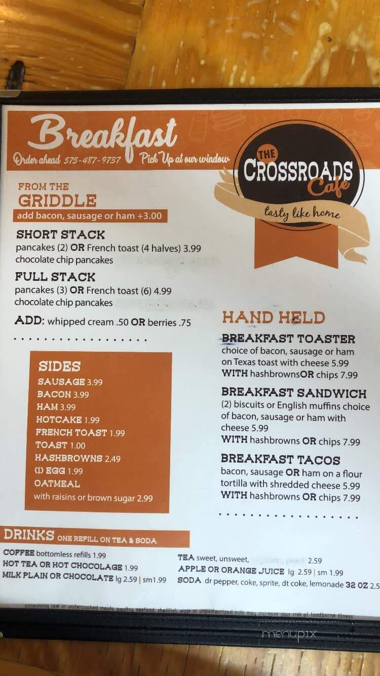 Crossroads Cafe - Logan, NM menu_pic