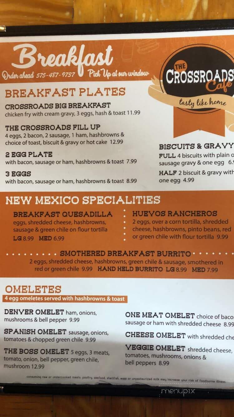 Crossroads Cafe - Logan, NM menu_pic