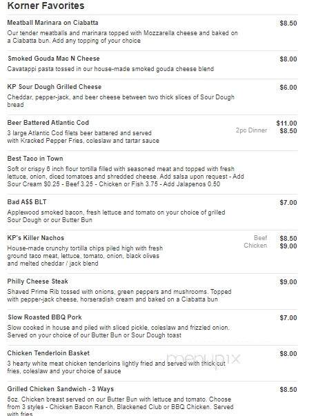 Korner Pub - Owosso, MI menu_pic