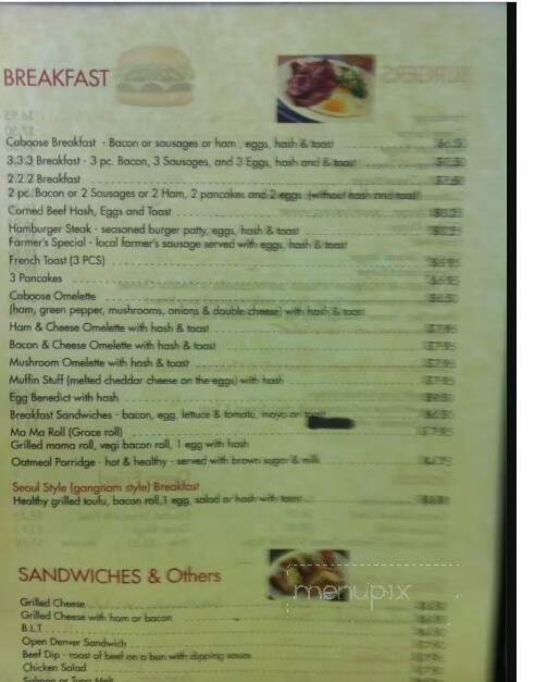 Loose Caboose Cafe - Chilliwack, BC menu_pic